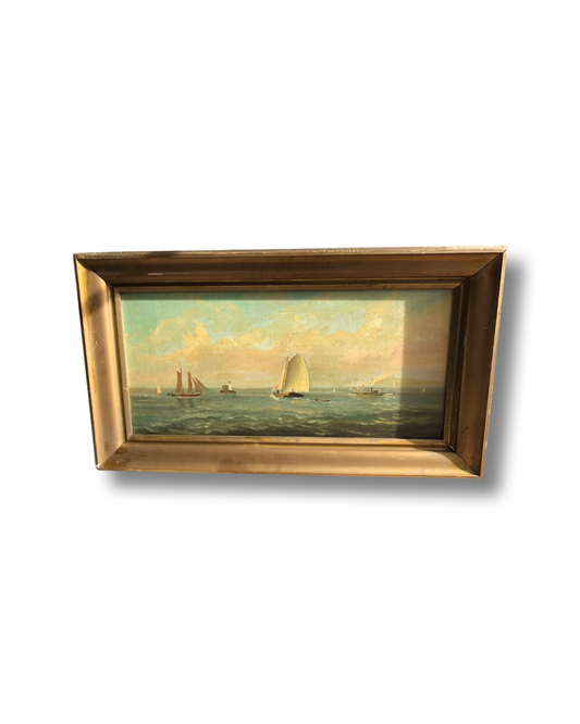SOLD:  Antique Original Oil on Board Landscape Painting Signed F.W. Pulling 1889